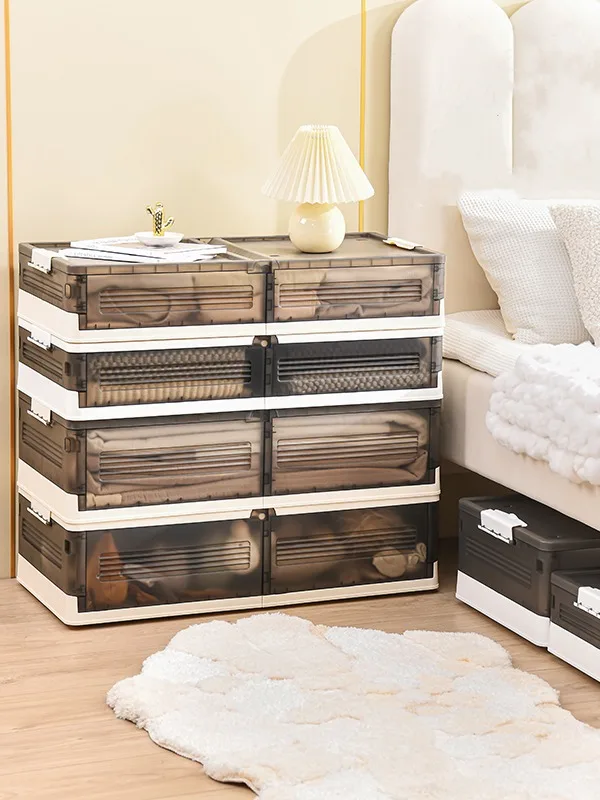 Foldable Plastic Storage Box With Wheels Under Bed Large Capacity