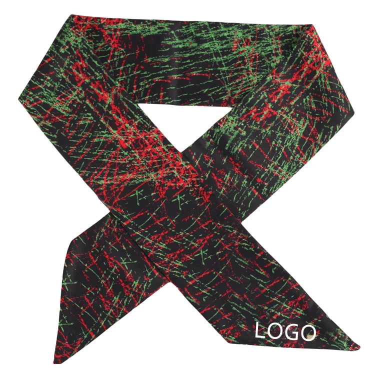 Lowest MOQ Custom Digital Printing Neck Wrap Cooling Scarf Ties With Logo 100% Polyester Scarf for Mens