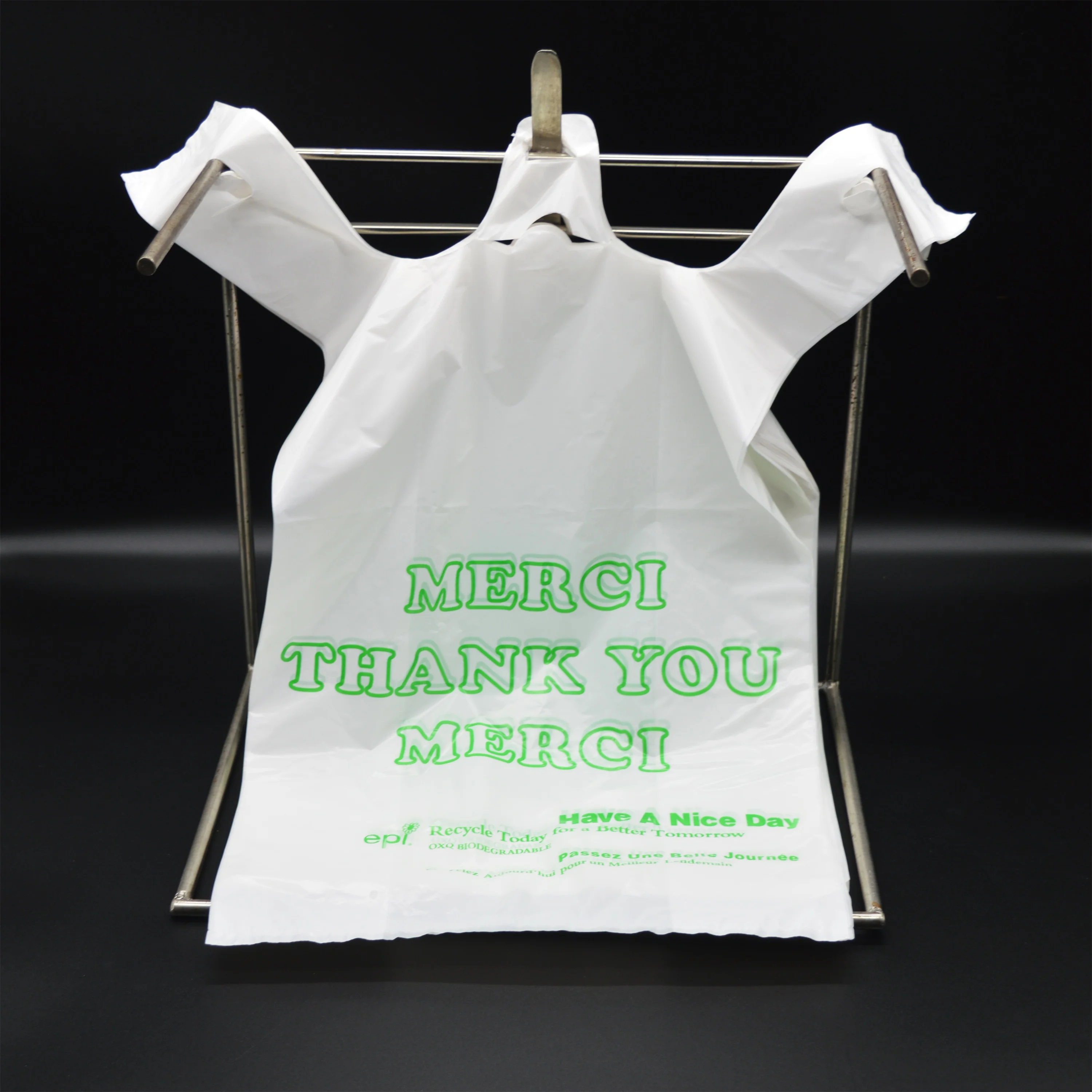 Custom Logo Printed Hdpe Ldpe Handbags Supermarket T Shirt  Shopping Bag Compostable Grocery Bags Single-layer Plastic Bags