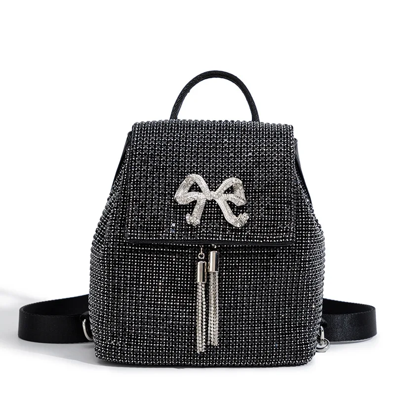 backpack brand with leather diamond Luxury Bling Bling Diamond Backpack Ladies PU Leather School Bag Luxury  Designers Crystal Backpacks for Women