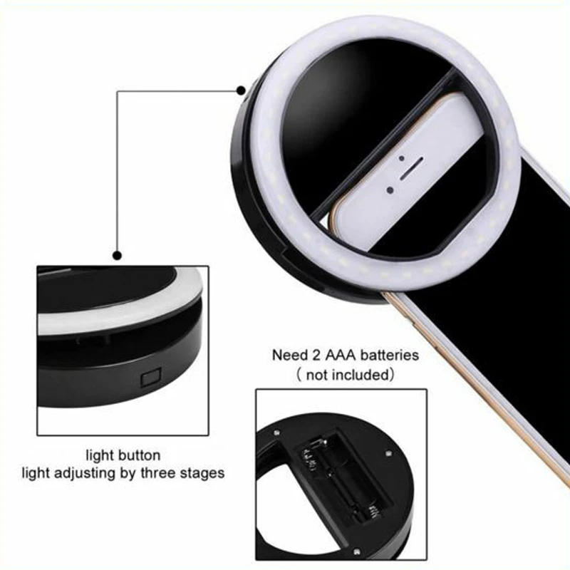 Универсальный портативный светодиодный кольцевой светильник для селфи, светодиодный чехол для телефона с usb-логотипом, оптовая продажа, профессиональный светодиодный кольцевой светильник для селфи