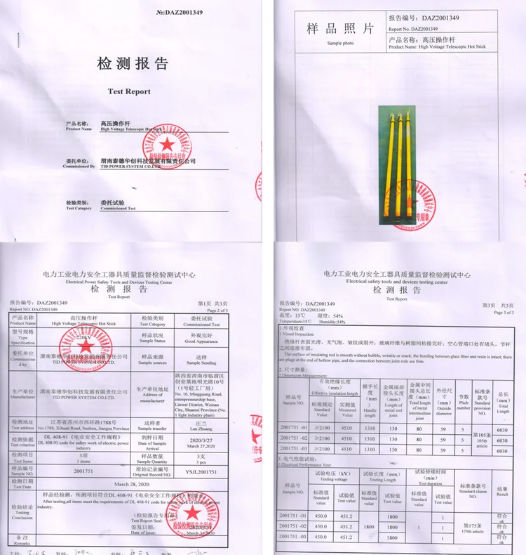 Triangular Shape Insulated Telescopic Link Sticks Fiberglass Electrical Hot Stick