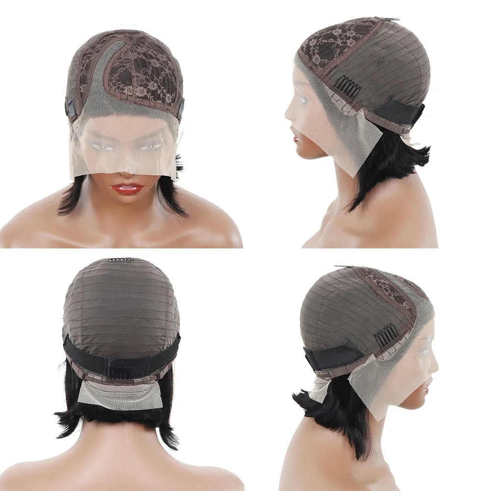 Parrucche corte Bob per capelli umani Parrucca frontale in pizzo brasiliano dritto per donne_voghion.com