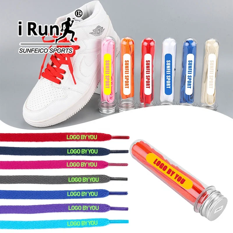 IRun Multi Color Shoelaces Custom Logo Printed Flat Tubular Shoelace for Running Sneaker Shoes Laces Print Test Tube Package