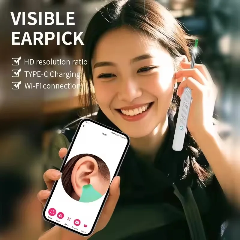 NE3-H Smart Wireless Ear Wax Remover Luminous Otoscope Visual Ear Cleaner HD Visual Ear Sticks Endoscope with Mini Camera