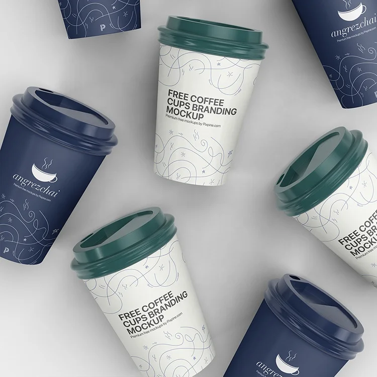 Biodegradable Eco Wheat Straw Disposable Custom Paper Coffee Cafe Design Beverage Cups to Go Cup