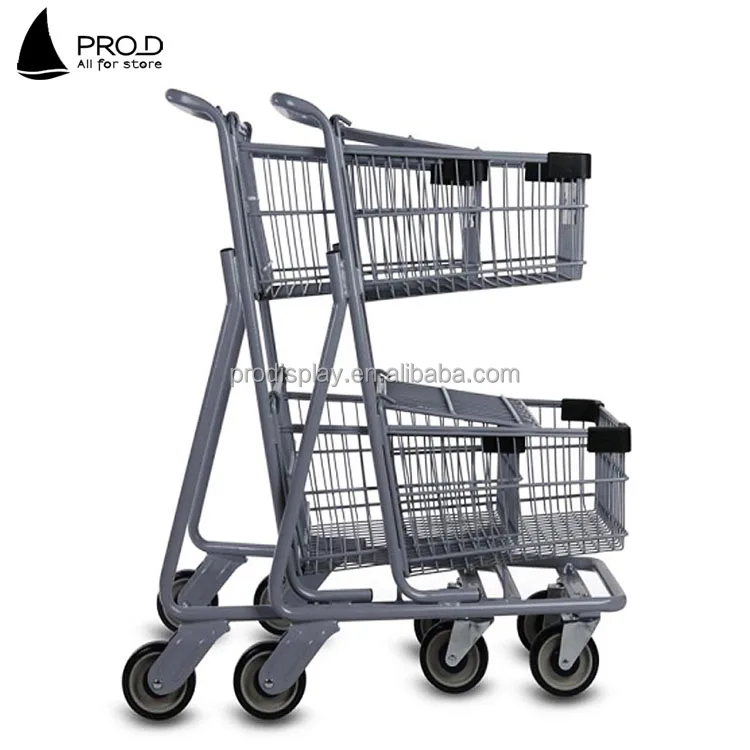 Supermarket Convenience Store Doubledecker Shopping Trolley Black
