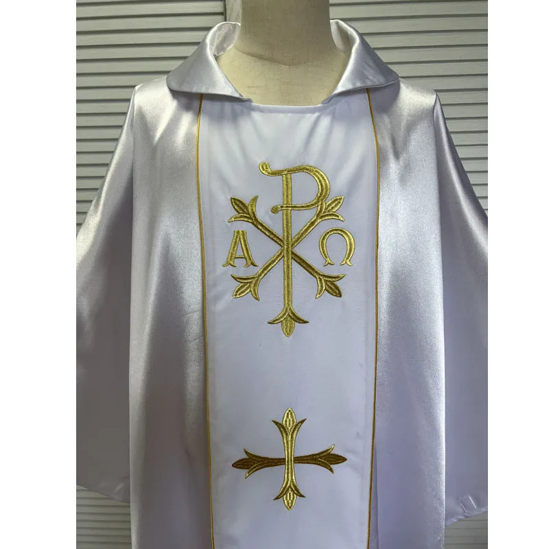 Белый атлас с перекрестной вышивкой, папа, священник, Chasuble