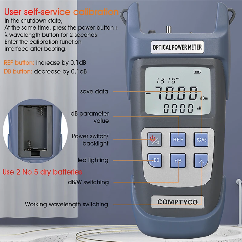 COMPTYCO High precision Fiber Optic Tester AUA-G710A/G510A OPM with LED 10 wavelength Fiber Optic Equipment Optical Power Meter manufacture