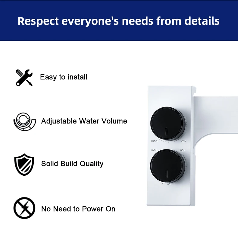 New Design Warm and Cool Water Super Slim Bidet Toilet Attachment, Modern Muslim Mechanical Dual Nozzle Shattaf Bide details