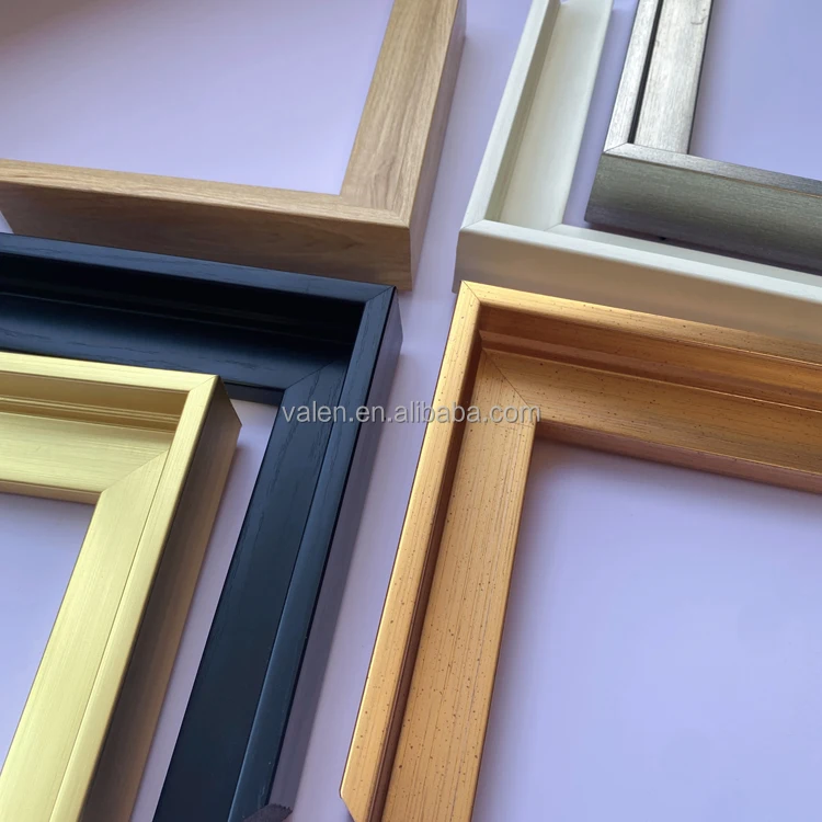 Free Sample Ps Material Frame Floater Canvas Oil Painting Black Sliver Natural Wood Color L Shape Canvas Floating Frame Moulding