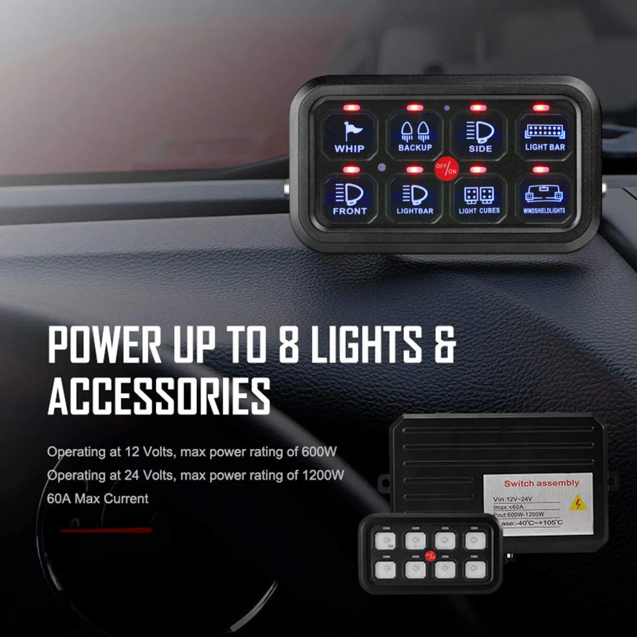 Universal 8 Gang LED Switch Panel with Touch Control for 12V/24V ...