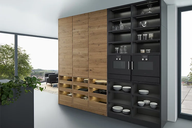 Factory Direct New Model Kitchen Cabinet With Wood Veneer Kitchen Cabinet Door For Sale