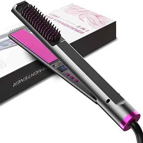 Electric Straighten Hair Brush Curler Comb Styler Fast Heating Ceramic