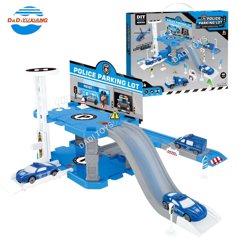Hot Selling Plastic Pretend Play Car Parking Lot Track Toy With 18 PCS