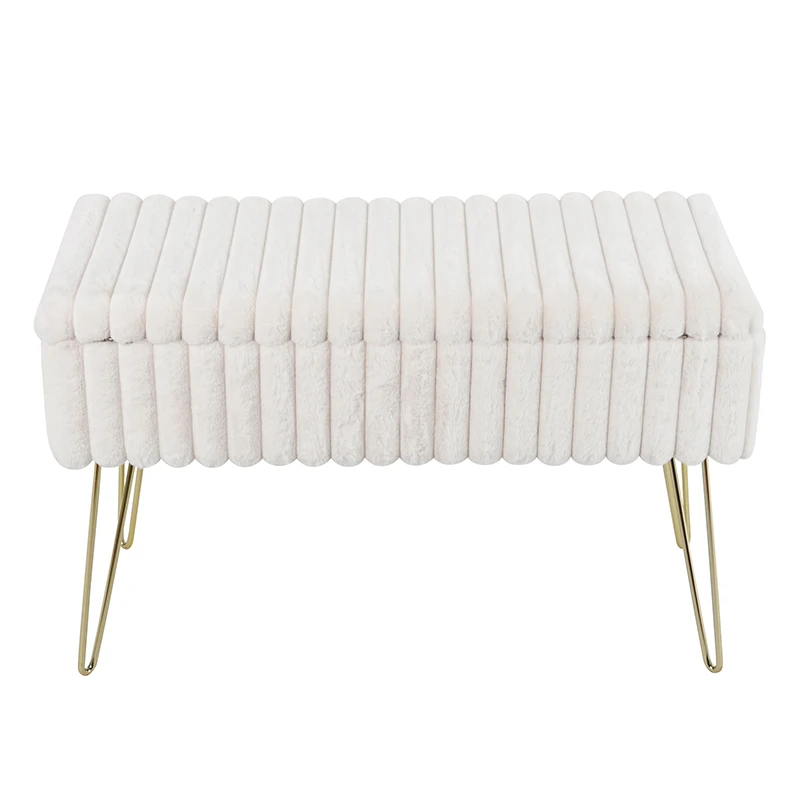 High Quality Storage Bench Ottoman With Gold Legs Footrest Pouf for Bedroom Living Room