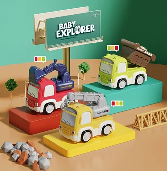 Popular  Kids Boy Bulk Cartoon Q Version: Rebound Engineering Fire Military Vehicle Mini Children's Toy Car
