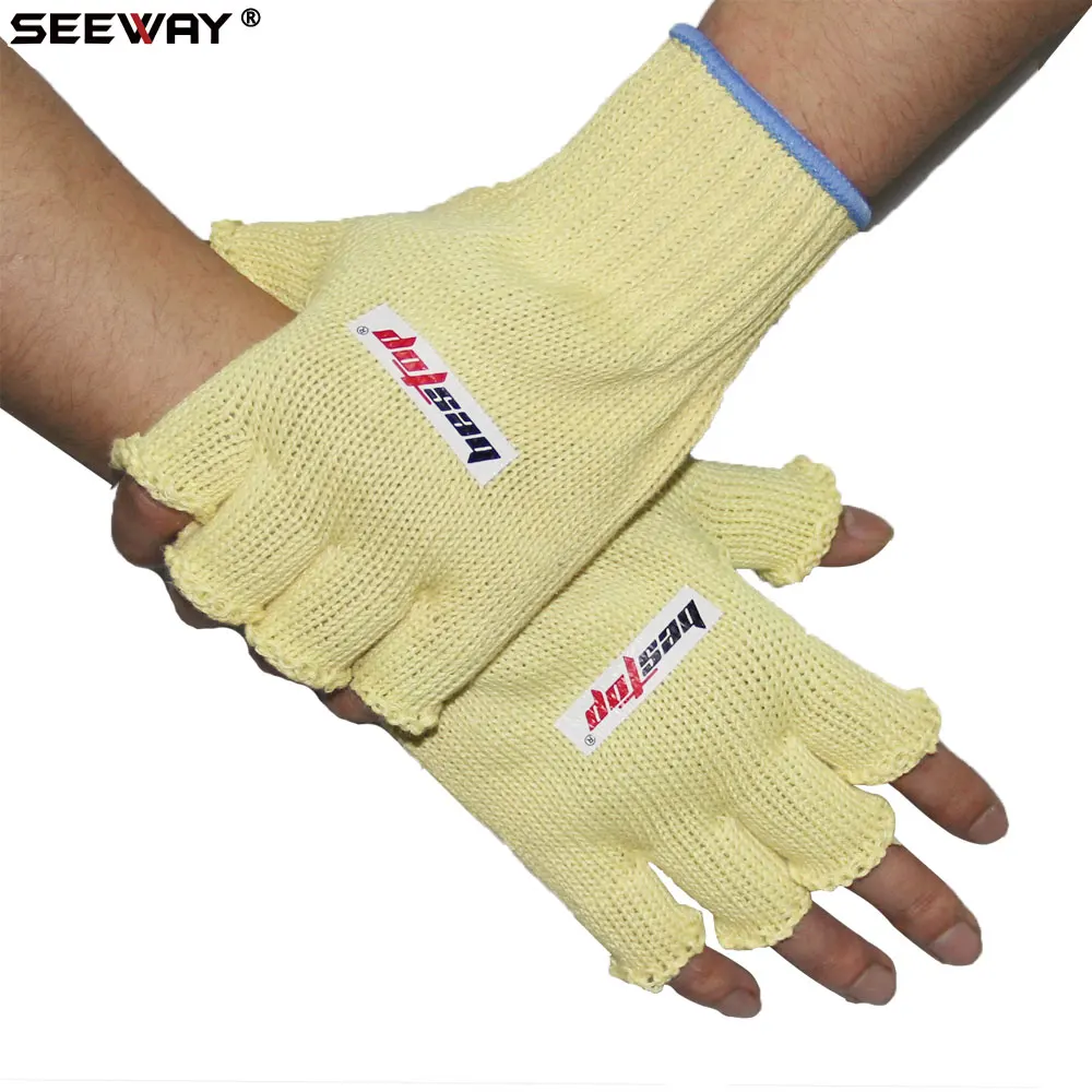 Seeway Level 3 Anti-cut Aramid Knitted Gloves Half Finger Gloves