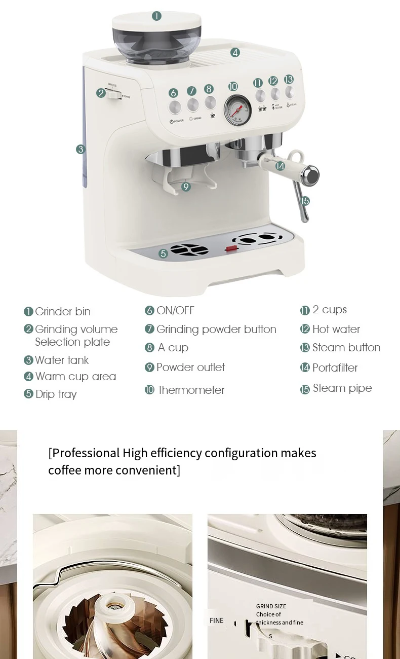 Home 19bar Semi Automatic Espresso Cafe Machines Professional