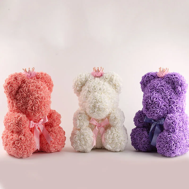 Artificial Handmade Bears Rose With Red Heart Rose Teddy Bear with Gift Box