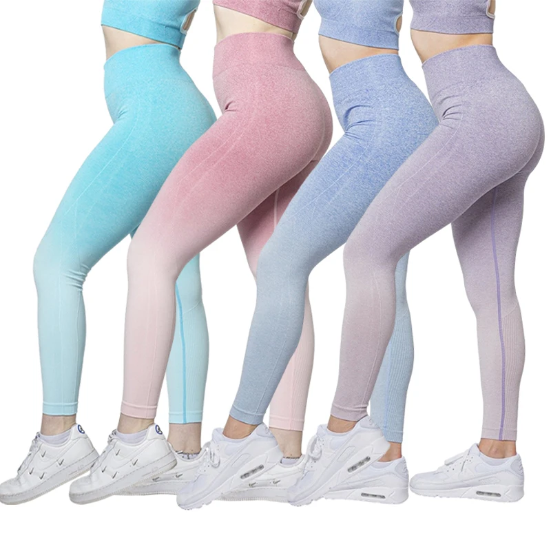  Women's Seamless Gradient Yoga Pants Tight Buttocks