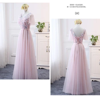off-shoulder 3D flower Multicolor beautiful tulle lace pink bridesmaid dresses 3 designs to sisters