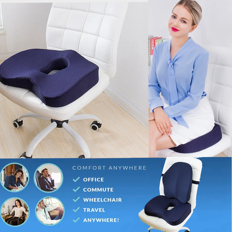 Non-slip Memory Foam Seat Cushion For Car Back Support Sciatica ...