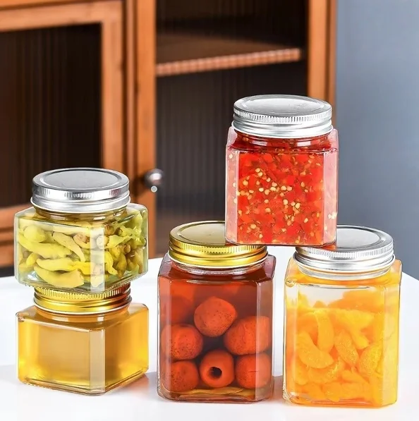 Transparent Glass Food Storage Jars with Lids 250ml 380ml 500ml for Food Preservation