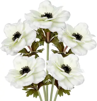 Artificial Anemone Silk Flowers White Poppy Bulk Vase Centerpieces Home Wedding Bouquet Flora Arrangement Table Vase Centerpiece