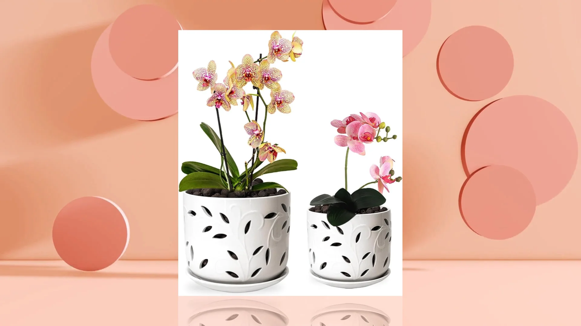 Ceramic Orchid Pot With Drainage Holes And Tray Flower Pot Plants Promoting Air Circulation For