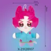 Chibi-style pink hair-blue clothes