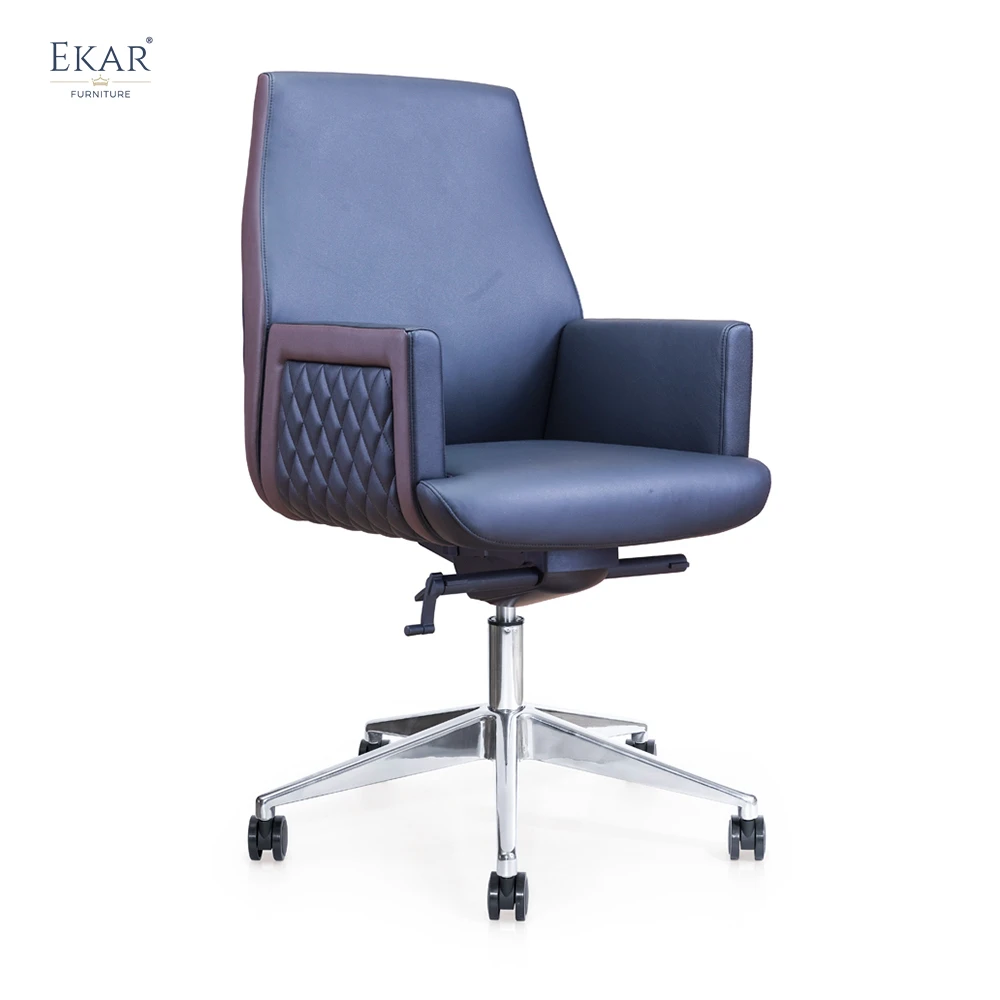 Executive Top-Grain Leather Office Chair with Padded Armrests - Premium Comfort Ergonomic Design details