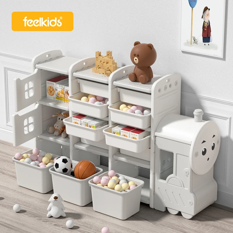 Large Capacity Bus Car Shape Book Shelf Storage and Rack for Baby Organizer Kids Plastic Children Room Furniture Toys Cabinets