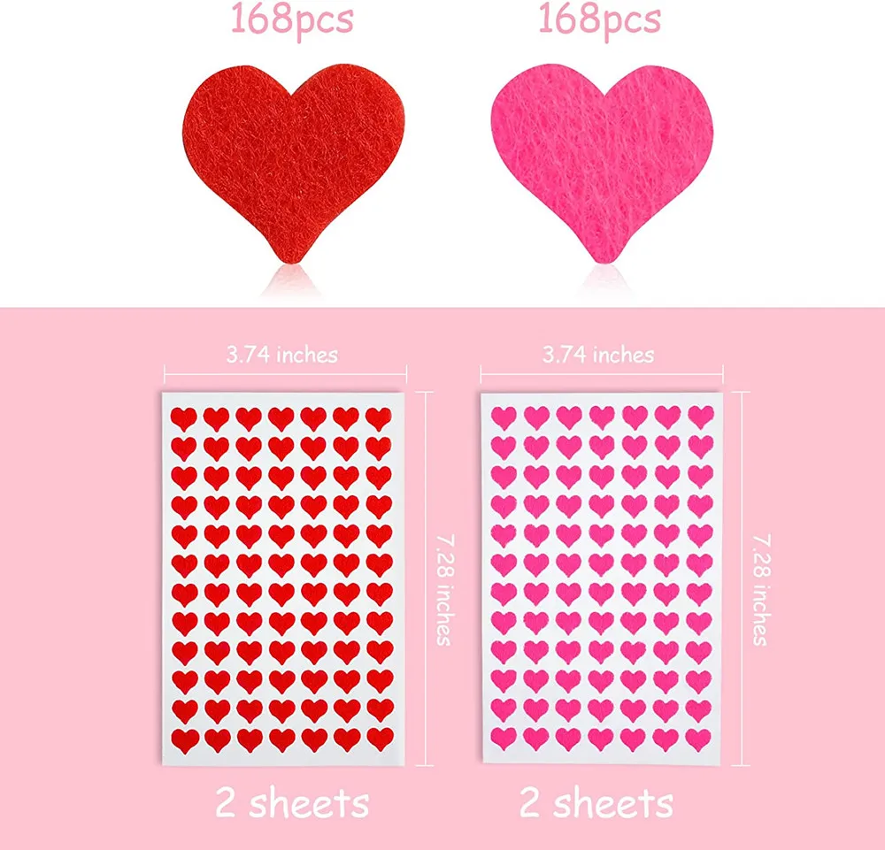 毛毡心形贴纸自粘剪贴簿迷你心形贴纸情人节工艺品DIY贺卡| Alibaba.com, image size:1000x961