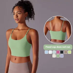Women's Lightweight Breathable Yoga Sports Bras Sexy Thin Belt Solid Color Half Sling Beautiful Back Fitness Top Fixed Plus Size