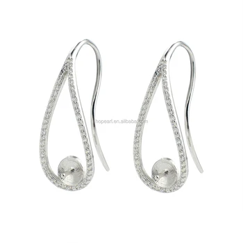 SSE203 Cubic Zirconia 925 Silver Earrings Base Pearl Jewellery Findings Earings Hook