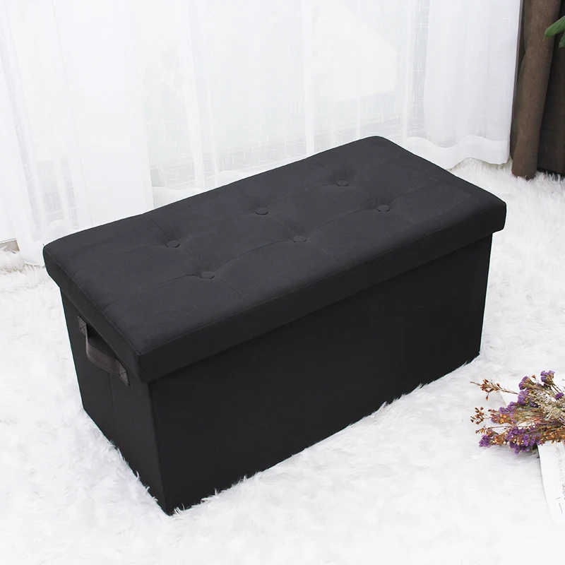 Customized Popular Long Bench Button Design Colourful Folding Storage Sleeper Ottoman Bench