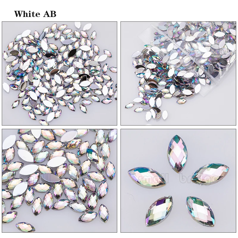 product factory wholesale 3x6mm 4x8mm chessboard horse eye shape flatback nail art resin rhinestones for garment-32