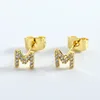 m-english letter stud earrings