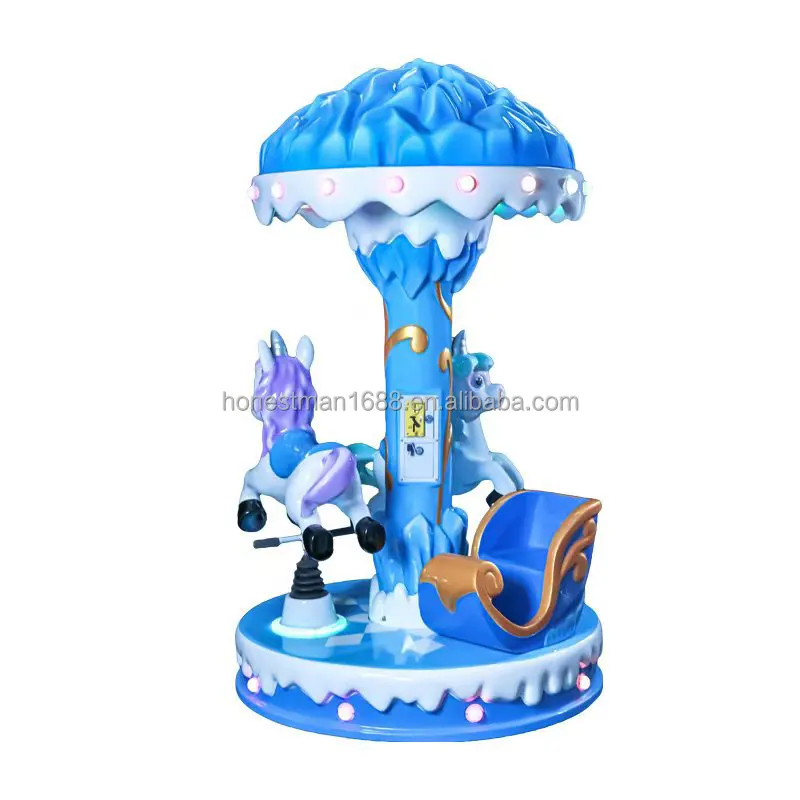 Mini 3-Seats Indoor Merry-Go-Round Horse Carousel Ride Coin-Operated Outdoor Playground for Kids Babies Sale
