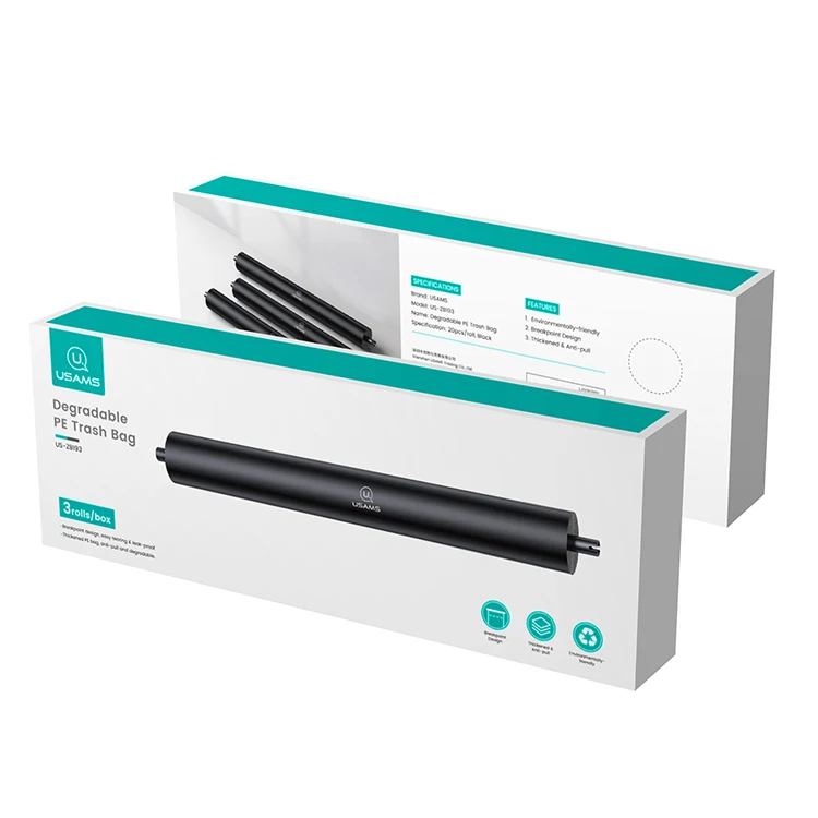 USAMS оптовая продажа приятная на ощупь герметичность 20 шт./рулон 5 кг нагрузочный останова дизайн PE автомобильный Разлагаемый мешок для