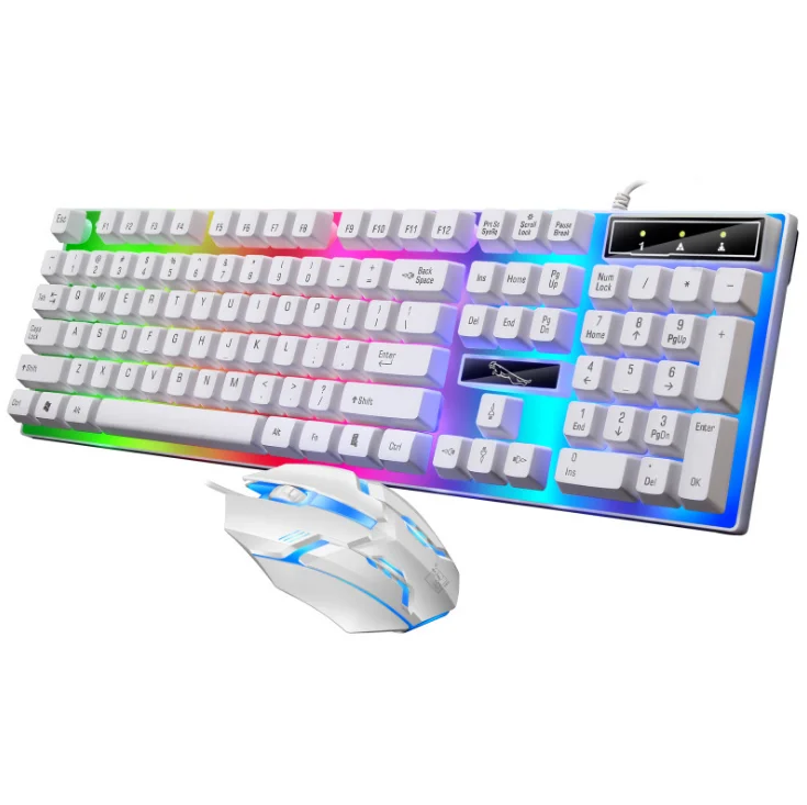 G21B RGB Gaming Keyboard Mouse Combo Kit LED Rainbow Backlit With USB Wire for Laptop Computer