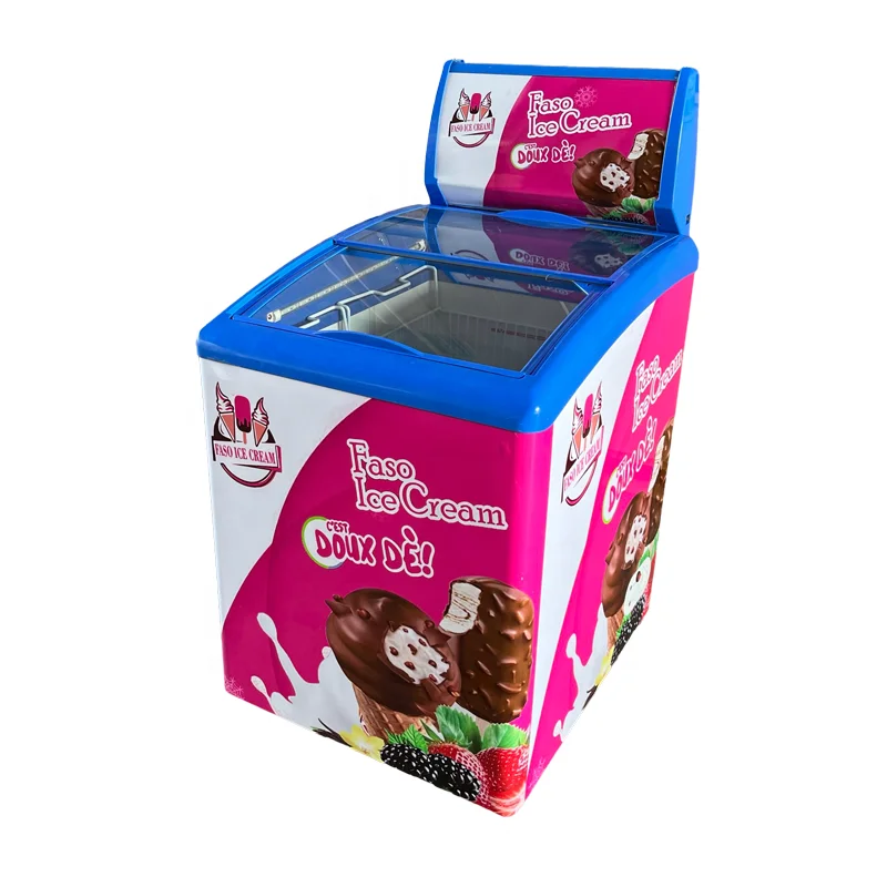 158L Low Temperature Curved Glass Door Ice Cream Display commercial freezer SD/SC-158Y/-133060