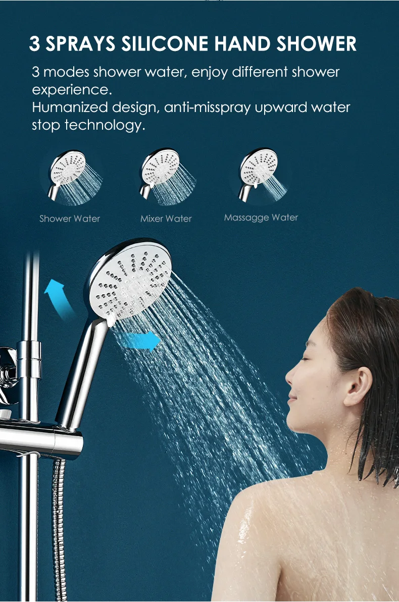 Jomoo Three-ways Chrome Shower Set High Pressure Silicone Shower Mixer ...