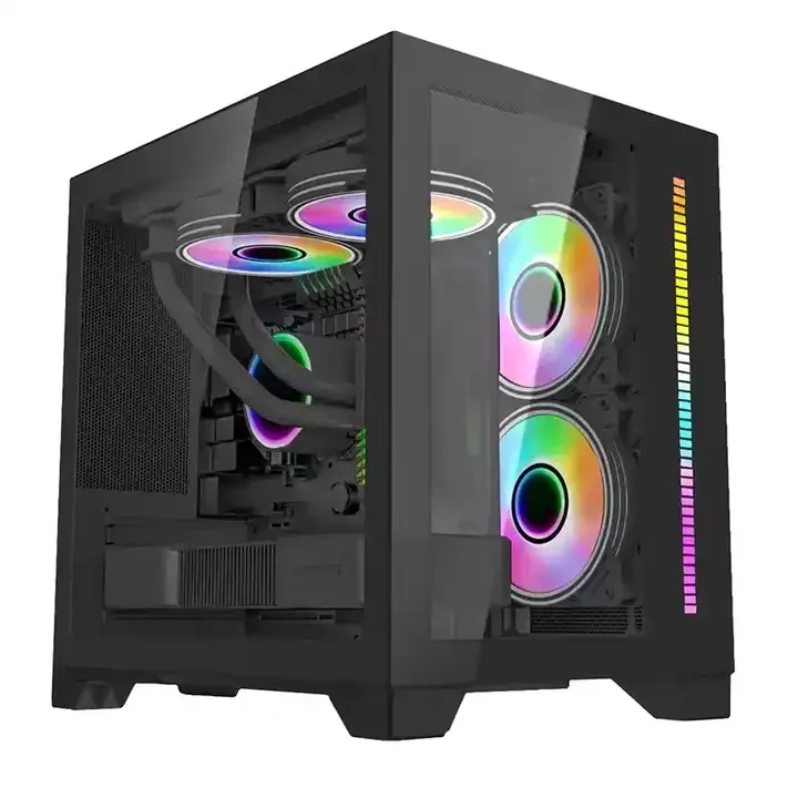 Full Tower Desktop With Lcd Side Glass White Pc Casing Cpu Cabinet Atx ...