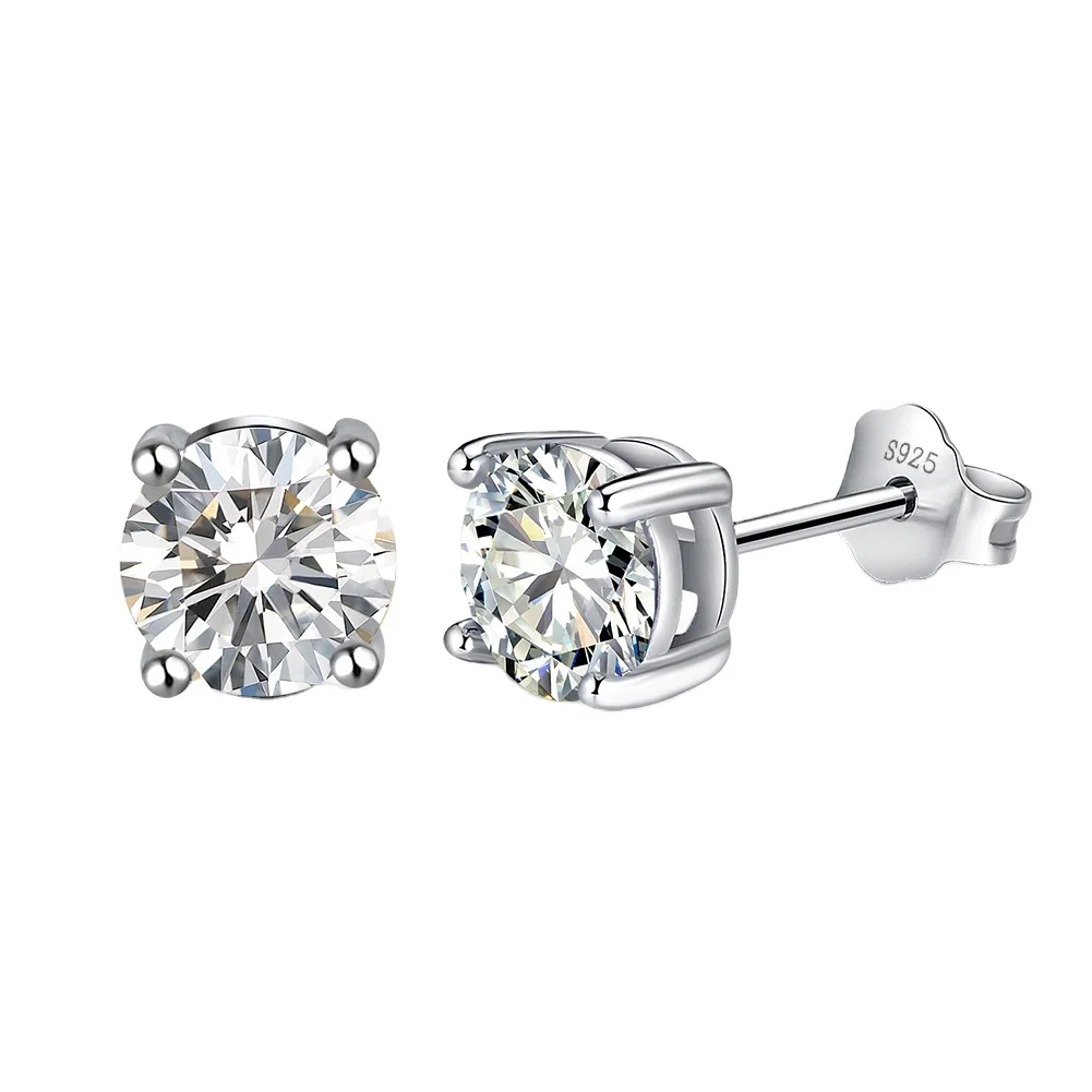 SE84 Classic Sterling Silver April Birthstone Earrings with