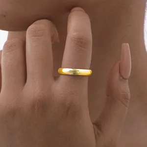 Simple Smooth Rings for Men Gold 14k High Quality Stainless Steel Wedding Fine Rings 14k Gold