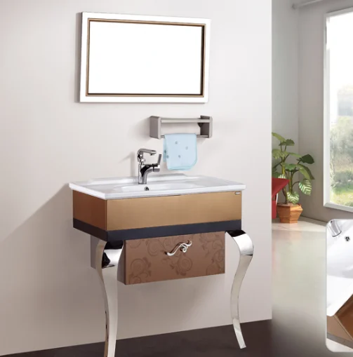 2019 Modern Design Double Sink for Bathroom Vanity #BV-8383 Stainless Steel with Lacquer Finish Door Panel