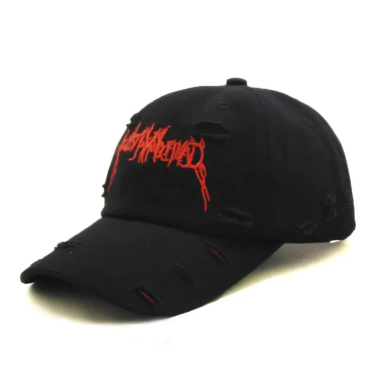 Custom Unstructured Plain Distressed Washed Denim Dad Hat and Cap