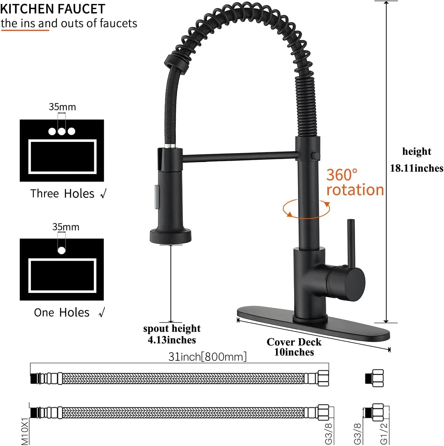 Modern Matte Black Kitchen Taps Pull Out Pull Down Kitchen Mixer Sink